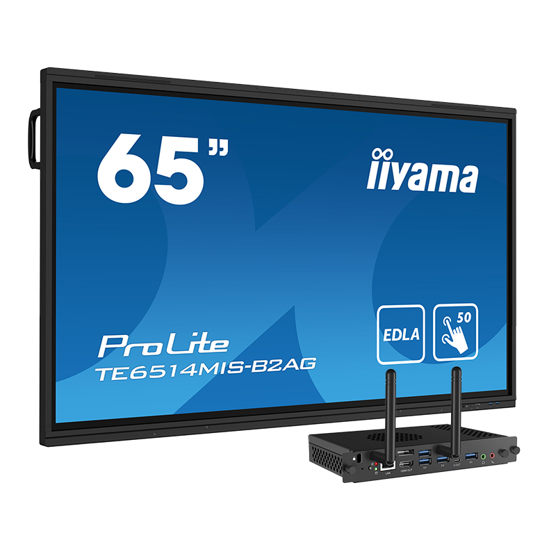 Інтерактивна панель Iiyama ProLite 65" (TE6514MIS-B2AG), комп. модуль (i7 13 Gen/16/512/W11Pro), мобільний стенд
